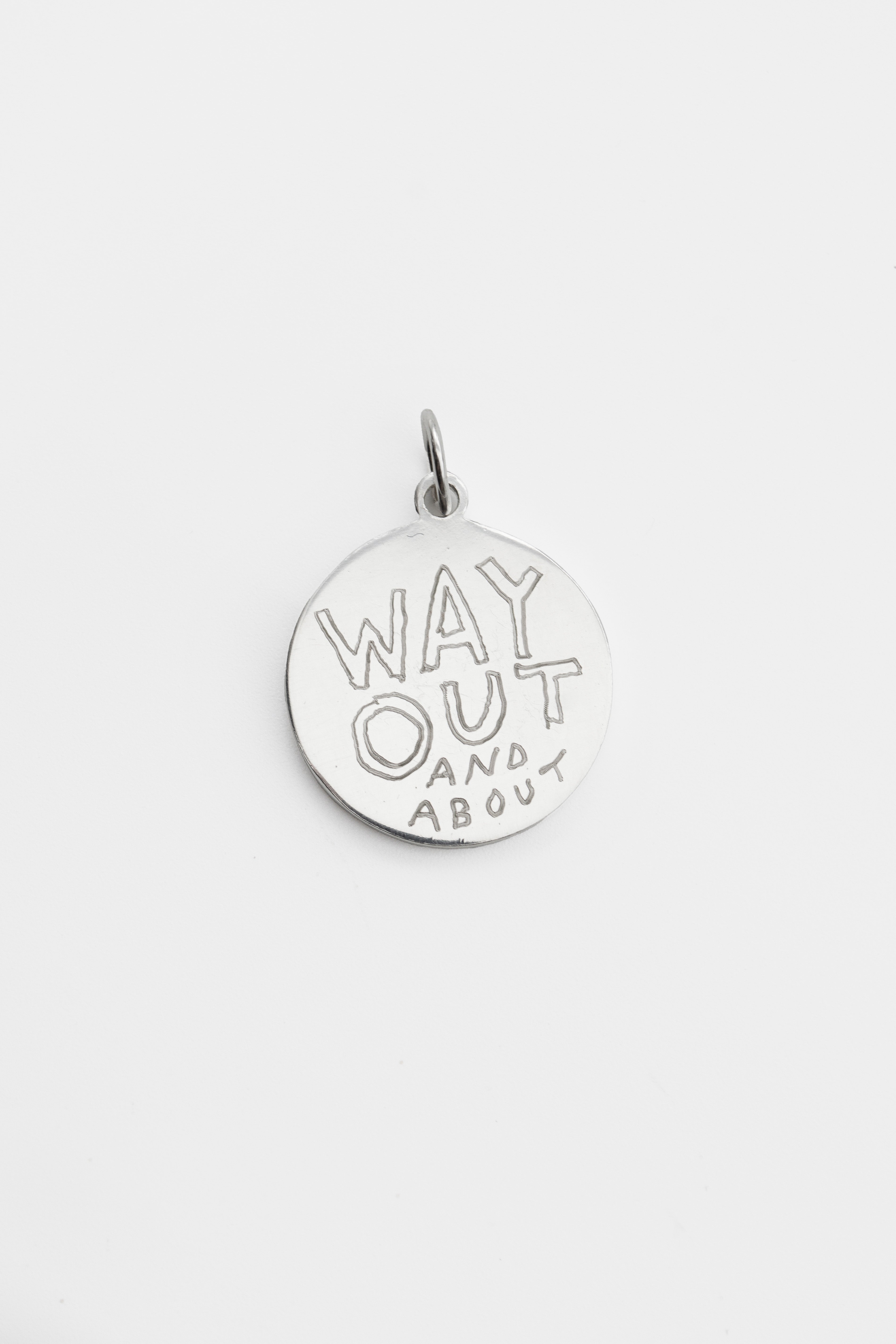 O.P Jewellery 999 silver pendant engraved with Way Out And About by Niklas Hallberg.