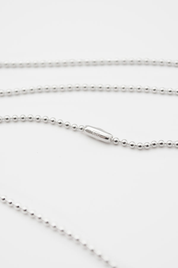 O.P Jewellery recycled 925 silver Ball Chain showcasing the clasp detail.