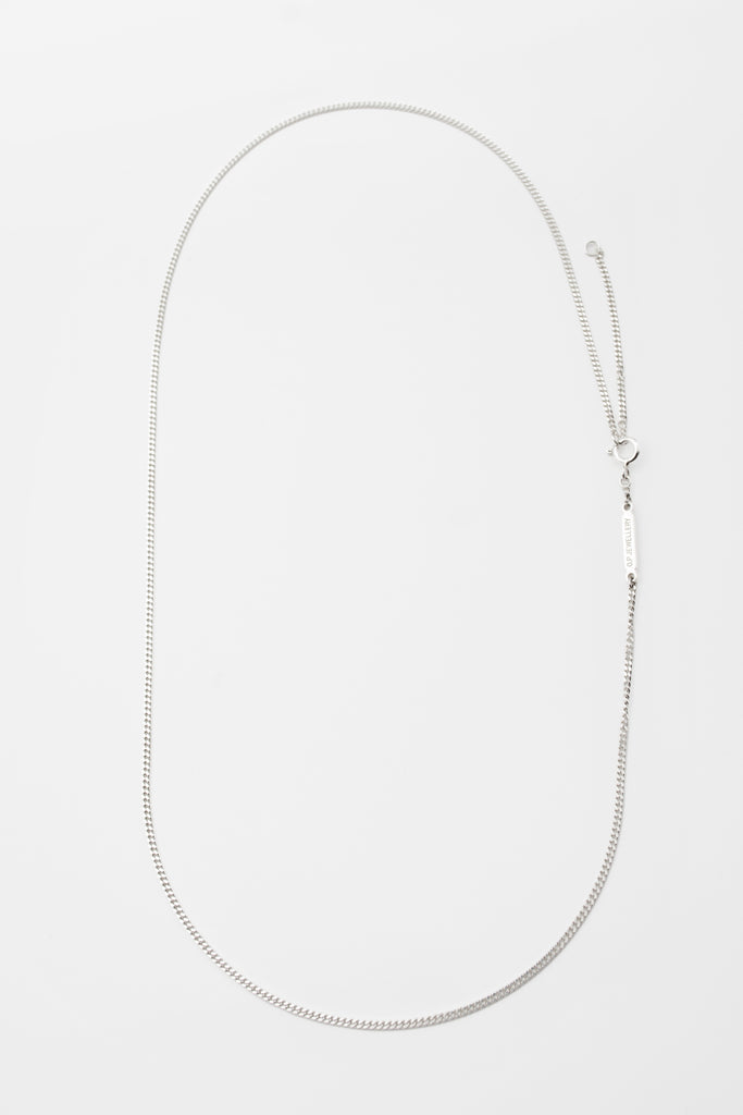 O.P Jewellery recycled 925 silver Curb Chain featuring a classic link design and branded tag detail.