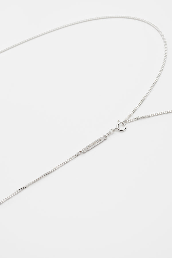 O.P Jewellery recycled 925 silver Curb Chain showcasing the clasp and branded tag against a plain background.