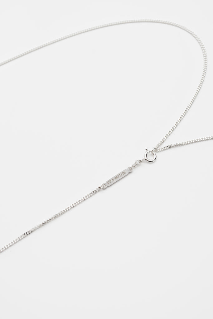 O.P Jewellery recycled 925 silver Curb Chain showcasing the clasp and branded tag against a plain background.