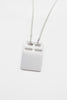 O.P Jewellery ID Badge Pendant crafted in recycled silver on a matching chain against a plain background.