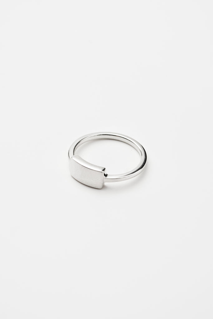 O.P Jewellery Square Ring crafted in recycled 925 sterling silver on a light background.