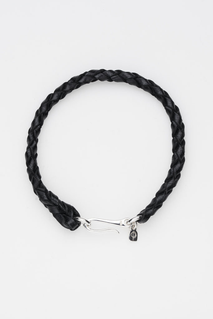 Black Leather Braid Hook Bracelet– Jewellery